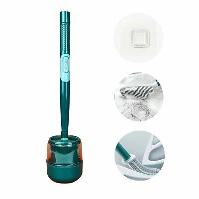Toilet Brush and Holder Set for Home, Household Silicone Drill Free Wall Hanging - Image 1 of 4