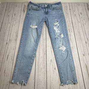 Jeans denim elasticizzato American Eagle Next Level taglia 4 corto strappato invecchiato - Foto 1 di 10