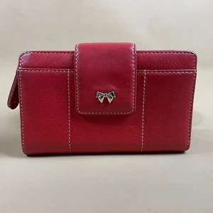 Visconti Clutch Purse Bi-Fold Wallet Red Leather Cards Notes Zipped Coin Pocket - Picture 1 of 6