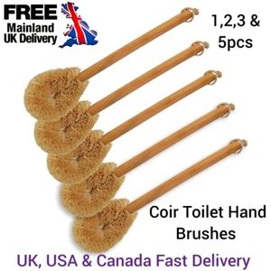 5PCS Household Wooden Base Long Handle Coir Fibre Bathroom Toilet Cleaning BRUSH - Picture 1 of 18