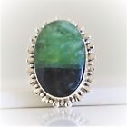 CHROME CHALCEDONY NATURAL GEMSTONE 925 STERLING SILVER HANDMADE JEWELRY RING 