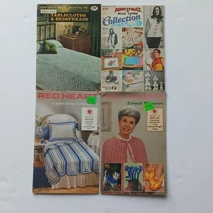 Vintage Knitting & Crochet Pattern booklets Lot of 4 Tablecloths & Bedspreads - Picture 1 of 5