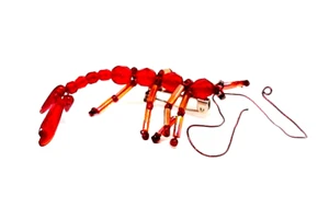 Vintage Perlen Garnelen Anstecknadel Brosche, 2-1/2" lang, 1" breit - Bild 1 von 7