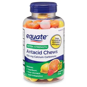 Equate Extra Strength Heartburn + Antacid Relief Chews, Assorted Fruit, 120 Ct - Photo 1 sur 9