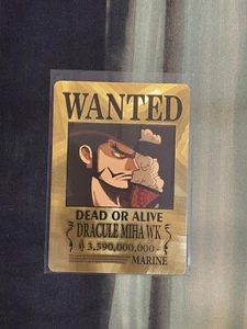 Dracule Mihawk One Piece Wanted Poster Gold Card - Picture 1 of 2