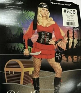 BUCCANEER BABE SZ M DRESS/CORSET/HEAD SCARF/FAUX SWORD/PIRATE BOOTY POUCH - Picture 1 of 4