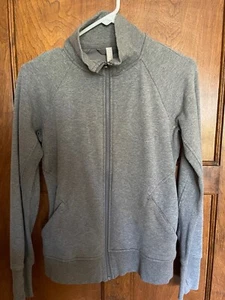 Athleta XS Trainingsjacke Full Zip grau Baumwollmischung Taschen Daumenlöcher - Bild 1 von 11