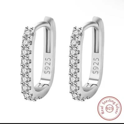 Pendientes finos de plata de ley 925 con pasador de cristal de plata Z cúbica Foto 1 de 4