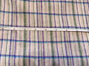 1 1/4 Yards x 60" 100 % Wolle creme grau lila grün rosa kariert - Bild 1 von 4