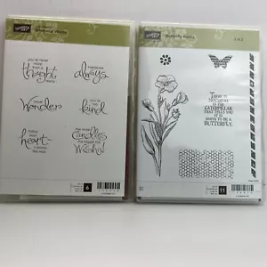 Stampin Up Klammersets (16 Stempel) - Skurrile Worte & Schmetterlingsgrundlagen Waben - Bild 1 von 7