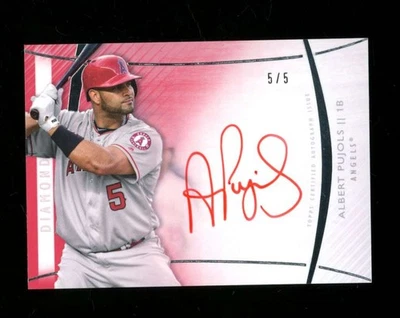 2017 Topps Diamond Icons Albert Pujols Auto Autograph Red Ink 5/5 SE1474 - Image 1 of 2