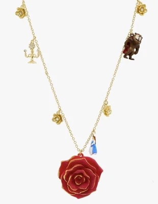 BN LES NEREIDES N2 FAIRYTALE disney Beauty and the Beast Rose NECKLACE  - Image 1 of 2