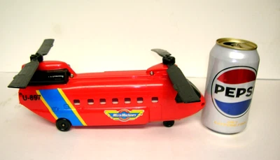 Vintage 1989 Galoob Micro Machines Transport Chopper Helicopter Red U-897  10" - Image 1 of 4