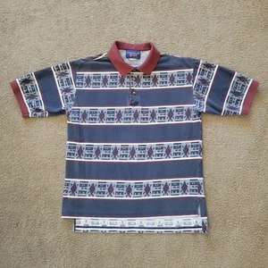 Camisa Polo Occidental De Colección Años 80 Panhandle Delgada Azul Granate Tejida Mediana Desteñida - Imagen 1 de 5