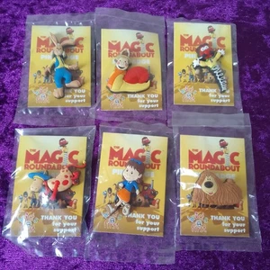 Set Of 6 Magic Roundabout Pin Badges - New On Card And Sealed - Woolworths - Picture 1 of 2