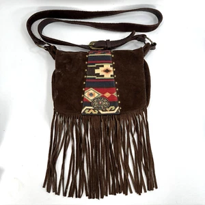 Leatherock Western Boho Fringe Brown Suede Shoulder Bag Purse - Picture 1 of 11