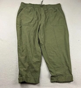 Athleta Pants Womens 2X Green Elastic Waist Pull On Capri Drawstring - Picture 1 of 9