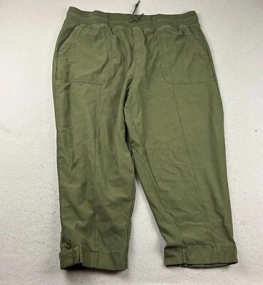 Pantalones Athleta Mujer 2X Verde Cintura Elástica Tirar de Capri Cordón Foto 1 de 4