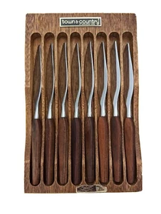Steak Knive Set Of 8 Wooden Case Town & Country Washington Forge VINTAGE! sep23 - Picture 1 of 24