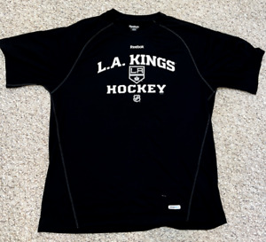 REEBOK NHL LOS ANGELES KINGS MENS LARGE SS BLACK PLAYDRY SHIRT NEW MINT!