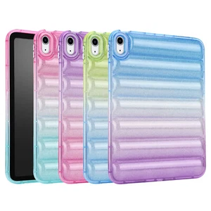 Shockproof Fashion 3D Glitter Clear Gradient Color Soft TPU Case For Apple iPad - Picture 1 of 34
