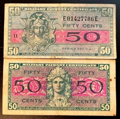 USA UNITED STATES 50 CENTS 1954 MPC SER.521 MILITARY PAYMENT CERTIFICATE MONEY - Image 1 of 4