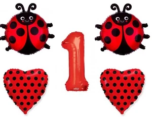 1st Ladybug First Birthday Balloons 5 piece Decoration Supplies Party - Picture 1 of 1
