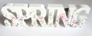 Deko Schriftzug SPRING Frühling 28 x 8,3 cm Landhaus Geschenk Holz Tischdeko - Bild 1 von 4