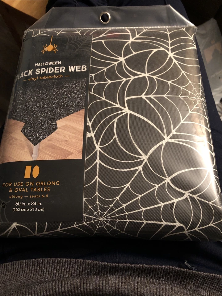 Halloween Black Spiderweb tablecloth 60" " ()