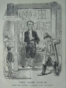LORD JOHN RUSSELL - THE SLOW COACH dibujos animados victorianos originales de 1849 - Imagen 1 de 2