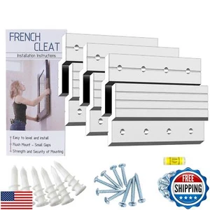 French Cleat Hanger 4 Inch Super Heavy Duty- 3 Pack - Picture, Mirror, Whiteb - Picture 1 of 5