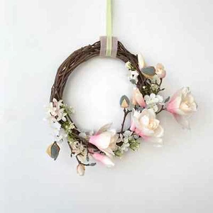 Türkranz Frühling Ostern Türdeko Türschmuck Fensterdeko Weiß Rosa Magnolien - Bild 1 von 3