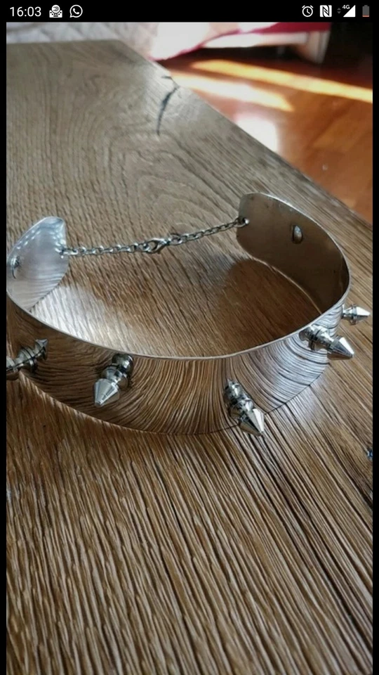 COLLANA COLLARE ARGENTO CON PUNTE IN METALLO DARK ARTIGIANALE UNISEX ITALIANO - Immagine 1 di 4