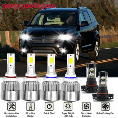 Combo faros LED de haz alto bajo + bombillas antiniebla para Dodge Journey 2010-2019 Foto 1 de 4