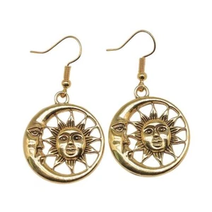 Woman Fashion 10 Pairs Antique Gold Plated Moon Sun Earring Eardrop C14302 - Picture 1 of 3