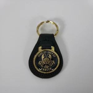 Vintage Cancer NOS Horoscope Keychain Leather Key Ring Key Chain Key Fob - Picture 1 of 3