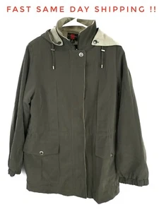 Gallery  Jacket Winter Coat  zip liner Military Green hooded drawstring. - Picture 1 of 12