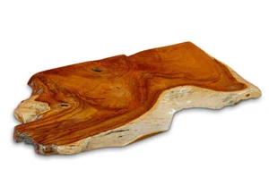 Waschtisch Platte Teak Massivholz Holz Waschbecken Baumscheibe Baumkante 100 cm - Bild 1 von 4