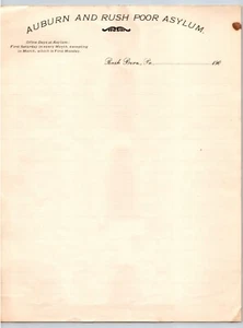 Auburn And Rush Poor Asylum Letterhead Rush Bora Pennsylvania BLANK PAPER 2 - Picture 1 of 3