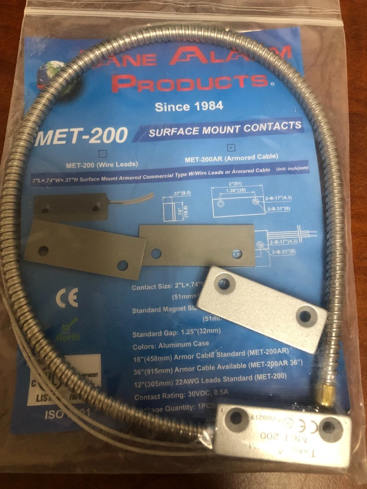 Tane Alarm MET-200 Armored Cable Surface Mount Contact Bosch ISN-CMET-200AR