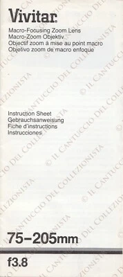 Vivitar Macro focusing zoom lens 75 205 mm Manual *depliant vintage - Imagen 1 de 2