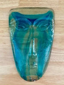 Vintage MCM Skydreamer Blue Swirl Art Glass Face Mask Jaramillo Brothers - Picture 1 of 2