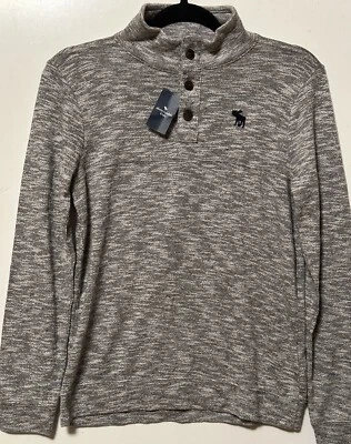 Camisa Pullover Tejida con Logo Gris Abercrombie Niños Cuello Simulado 13-14 Foto 1 de 3