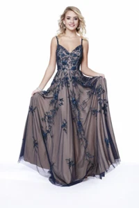 Authentic Shail K 12206 Dress--Color: Navy/Nude --Size: 16 - Picture 1 of 3