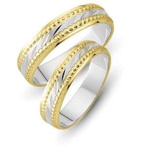 Trauringe 333er Weiss-/Gelbgold Eheringe inkl. Gravur + Etui - Bild 1 von 4
