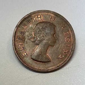 SOUTH AFRICA 1955 QUEEN ELIZABETH II BRONZE ONE D Coin - Picture 1 of 2