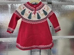 Tahari Infant Christmas Dress -12 Months - Red -Deers Trees - Super Cute - Baby - Picture 1 of 3