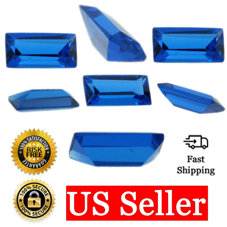 Piedra de nacimiento de circonita cúbica azul única piedra de zafiro baguette recta suelta Foto 1 de 4
