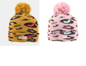 THINSULATE KNITTED LEOPARD ANIMAL PRINT THERMAL SKI BOBBLE POM BEANIE WOOLLY HAT - Picture 1 of 5