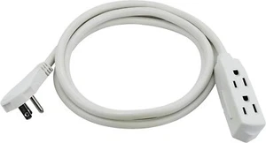 CP 6 ft 14/3 SJT, 3-Outlet Heavy Duty Flat Plug Extension Cord, White, CP10046 - Picture 1 of 8